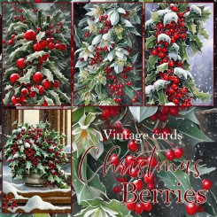 Christmas Berries Vintage Cards (FS/CU)