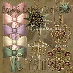 Bows & Golden Snowflakes clipart (FS/CU)