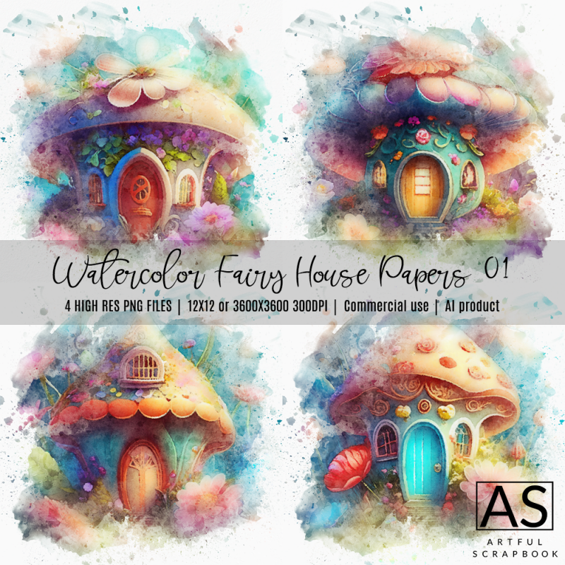 Watercolor Fairy House Papers 01 - Click Image to Close