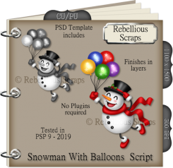 SNOWMAN WITH BALLOONS (FS/CU/TEMPLATE/SCRIPT)
