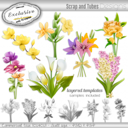 EXCLUSIVE ~ Grayscale Flower Templates 1