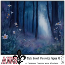 Night Forest Watercolor Papers #1 (TS-CU) * Exclusive