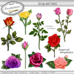 EXCLUSIVE ~ Layered Grayscale Rose Templates