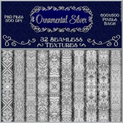 Ornamental Silver Seamless Textures & PS Patterns (CU4CU)
