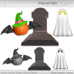 Halloween Grayscale Layered Templates 1