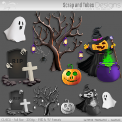 Halloween Grayscale Layered Templates 5
