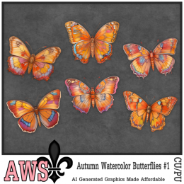 Autumn Watercolor Butterflies #1 (FS-CU) * Exclusive