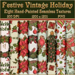 Festive Vintage Holiday Seamless Textures & PS Patterns (CU4CU)