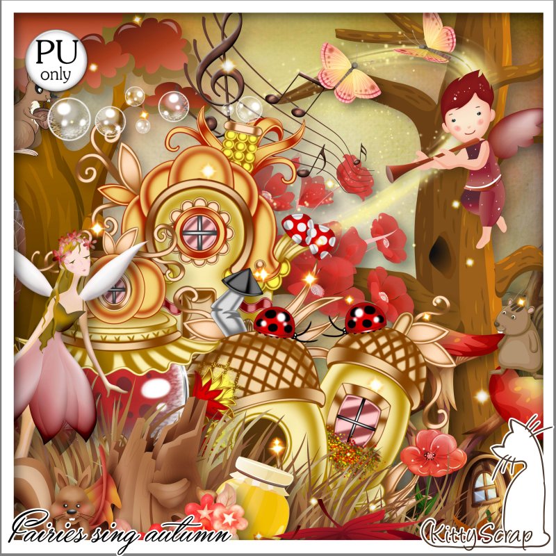 mini kit fairies sing autumn by kittyscrap - Click Image to Close