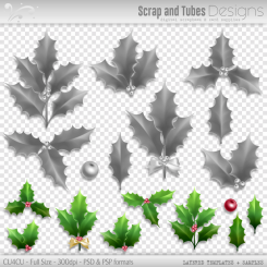 Grayscale Layered Holly Leaf Templates