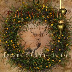 3 Fall Wreaths clipart (FS/CU)