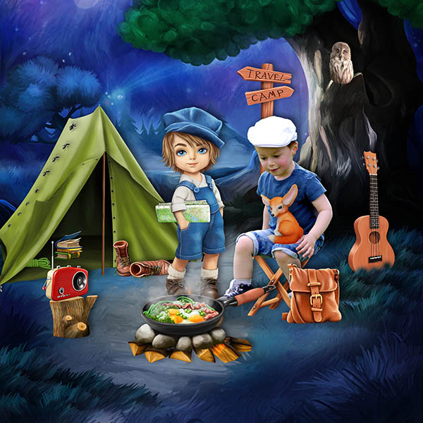 kit evening camping with friends by kittyscrap - Click Image to Close