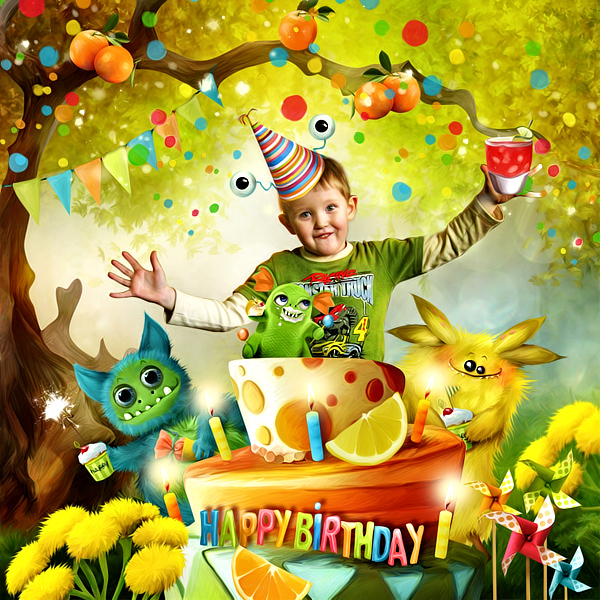 Happy Birthday Little Monster Kit (FS/PU) - Click Image to Close