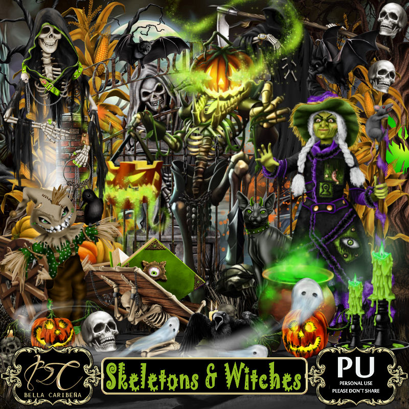 Skeletons and Witches (TS-PU) - Click Image to Close