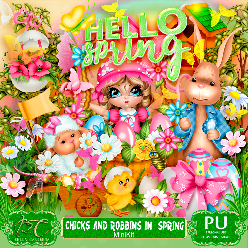 Chicks And Bunnies on Spring (TS-PU) - Click Image to Close