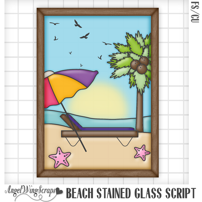 Beach Stained Glass Script (FS/CU) - Click Image to Close