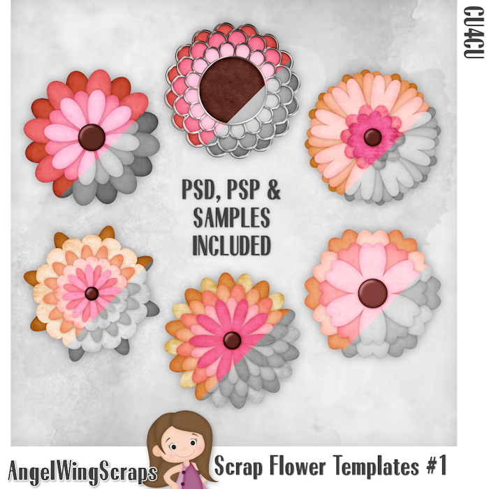 Scrap Flower Templates #1 (FS/CU4CU) - Click Image to Close