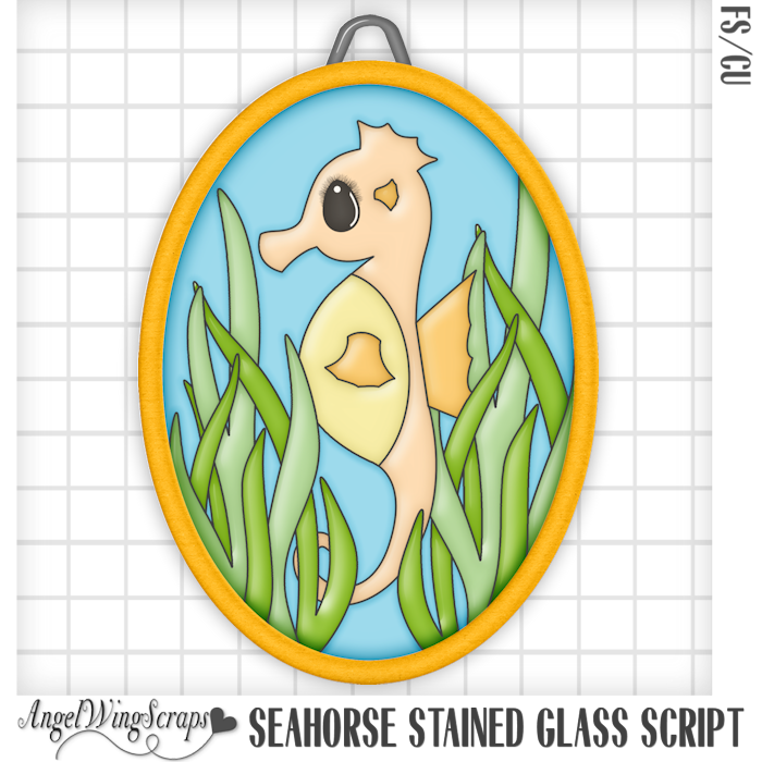 Seahorse Stained Glass Script (FS/CU) - Click Image to Close