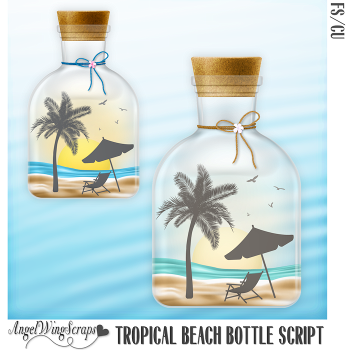 Tropical Beach Bottle Script (FS/CU) - Click Image to Close