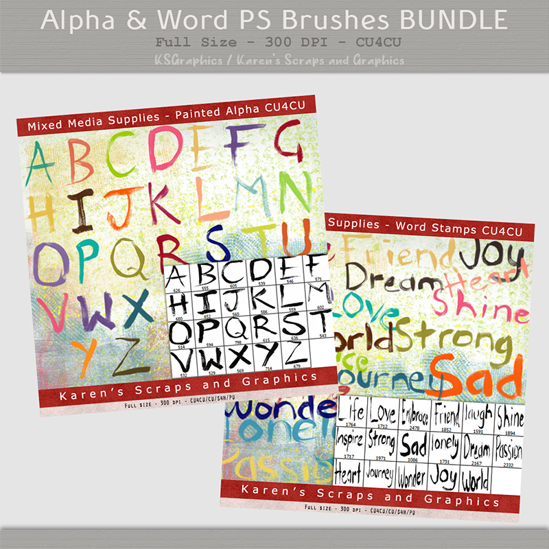 Alpha & Word PS Brushes Bundle (CU4CU) - Click Image to Close