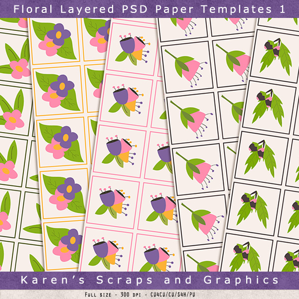 Floral Paper Layered Templates 1 (FS/CU4CU) - Click Image to Close