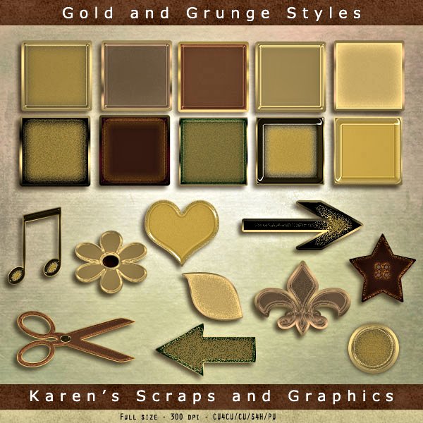Gold And Grunge Photoshop Styles (CU4CU) - Click Image to Close