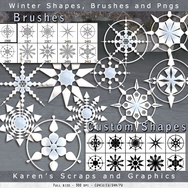 Winter PS Shapes/Brushes & Pngs (CU4CU) - Click Image to Close