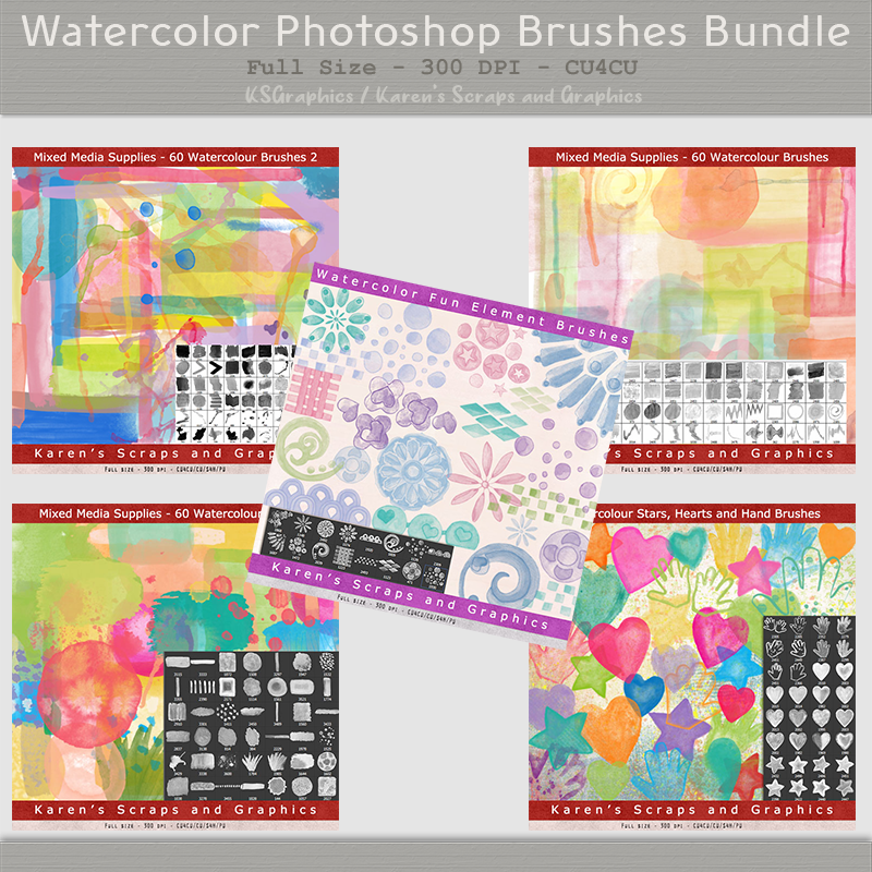 Watercolor Photoshop Brushes Bundle (CU4CU) - Click Image to Close