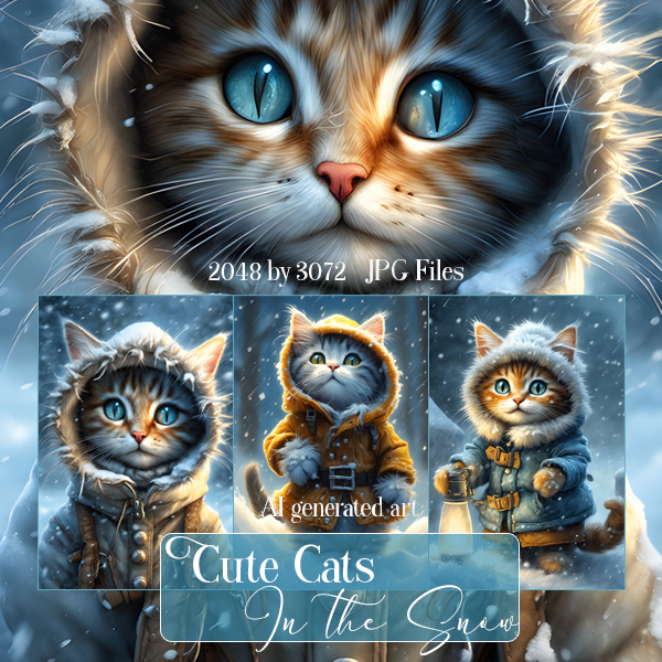 Cute Cats In The Snow (FS/CU) - Click Image to Close
