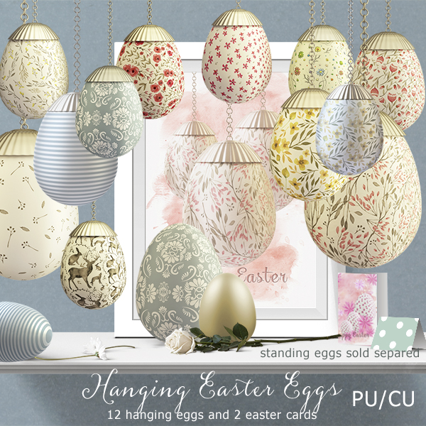 Easter eggs on a chain clipart (FS/CU) - Click Image to Close