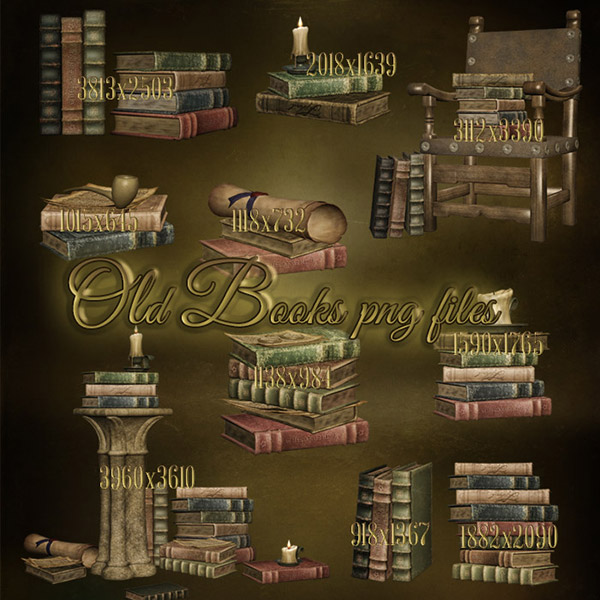 Old Books PNG files, 1 Background clipart (FS/CU) - Click Image to Close