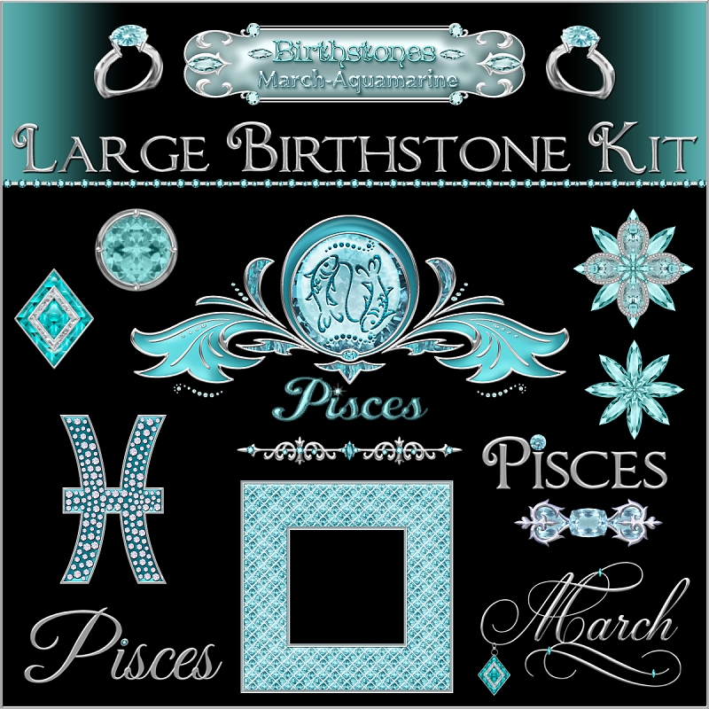 Birthstone Bling!: March/Aquamarine Large Birthstone Kit (CU4CU) - Click Image to Close