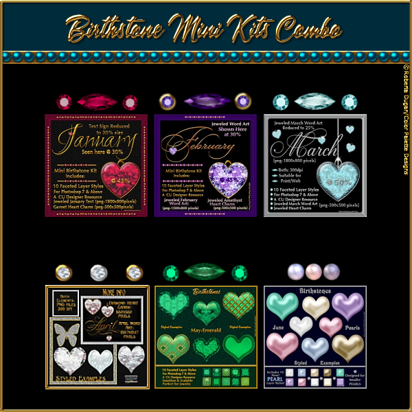 Bling! 12 Mini Birthstones PS Styles Combo Pack (CU4CU) - Click Image to Close