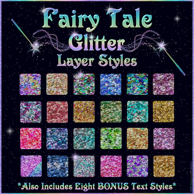 BLING! FAIRY TALE GLITTERS PS Layer Styles (CU4CU) - Click Image to Close