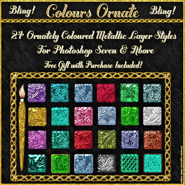Bling! Colours Ornate PS Layer Styles (CU4CU) - Click Image to Close