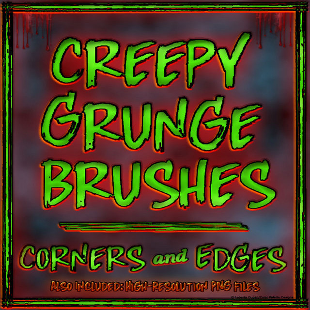 Creepy Grunge PS Brushes Corner & Edges + PNG (CU4CU) - Click Image to Close