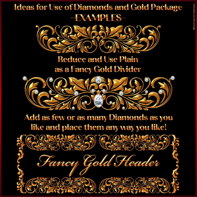 Diamonds & Gold Fancy Divider Bars Pack (CU4CU) - Click Image to Close