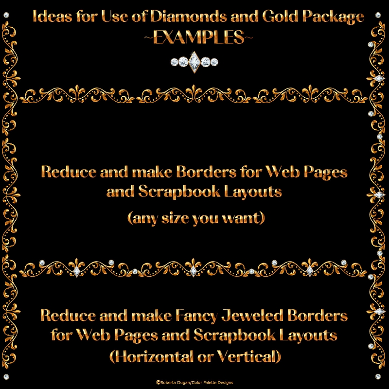 Diamonds & Gold Fancy Divider Bars Pack (CU4CU) - Click Image to Close