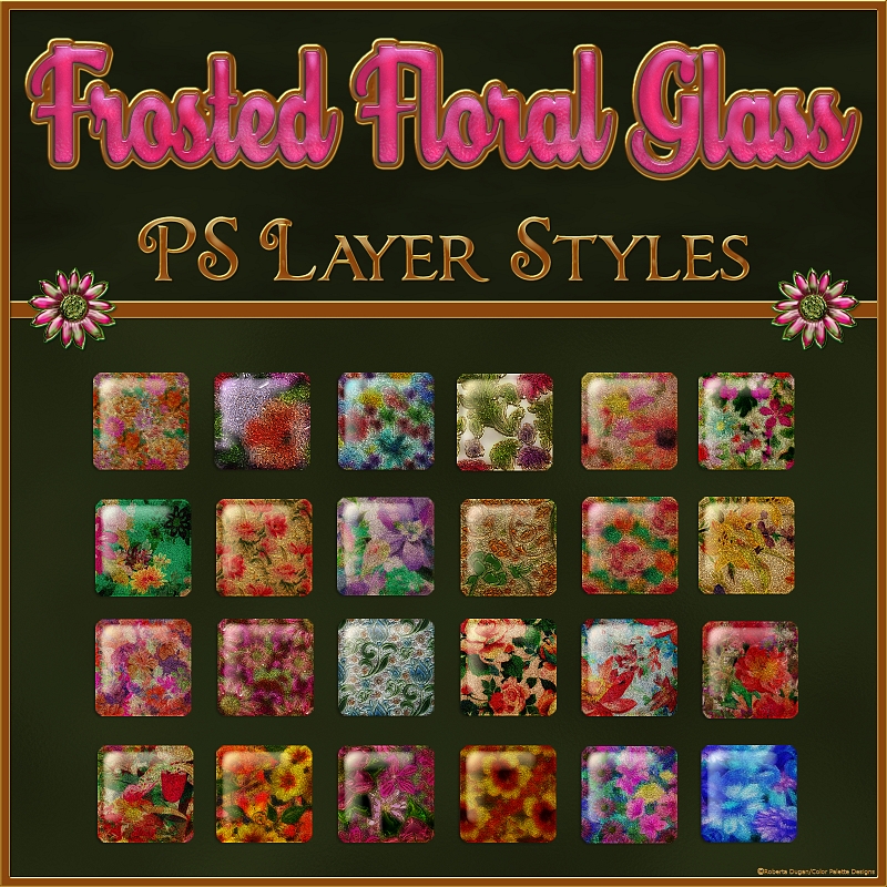 Frosted Floral Glass PS Layer Styles (CU4CU) - Click Image to Close