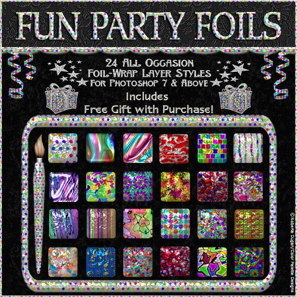 "Fun Party Foils" PS Layer Styles (CU4CU) - Click Image to Close