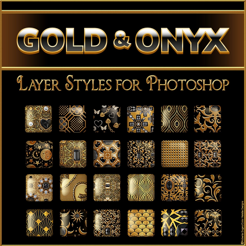Gold and Onyx Photoshop Layer Styles (CU4CU) - Click Image to Close