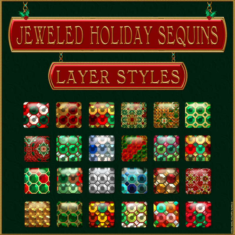 Jeweled Holiday Sequins PS Layer Styles (CU4CU) - Click Image to Close