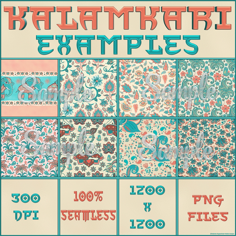 KALAMKARI Seamless Textures & PS Patterns (CU4CU) - Click Image to Close
