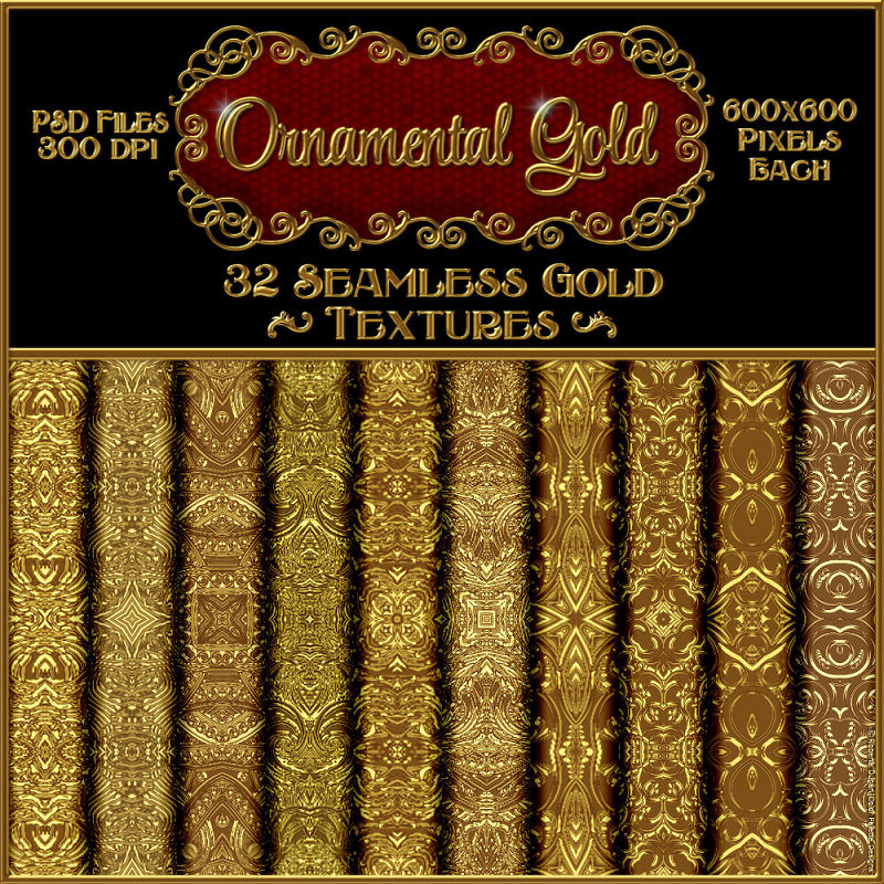 Ornamental Gold Seamless Textures & PS Patterns (CU4CU) - Click Image to Close