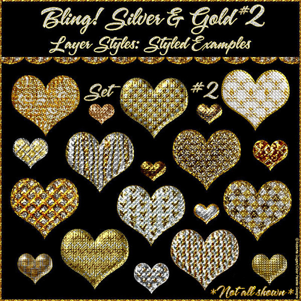Silver & Gold Bling PS Layer Styles DUO PACK (CU4CU) - Click Image to Close
