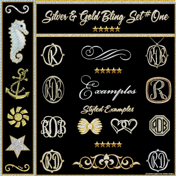 Silver & Gold Bling PS Layer Styles DUO PACK (CU4CU) - Click Image to Close