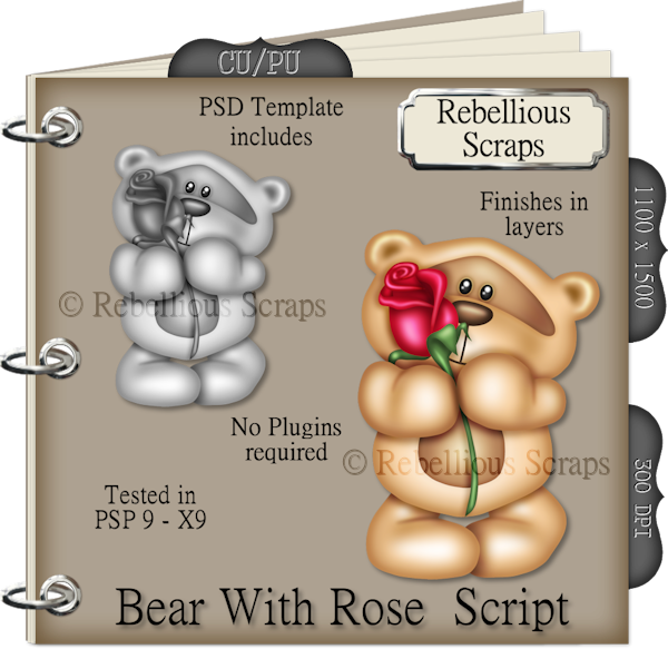 BEAR WITH ROSE (FS/CU/TEMPLATE/SCRIPT) - Click Image to Close