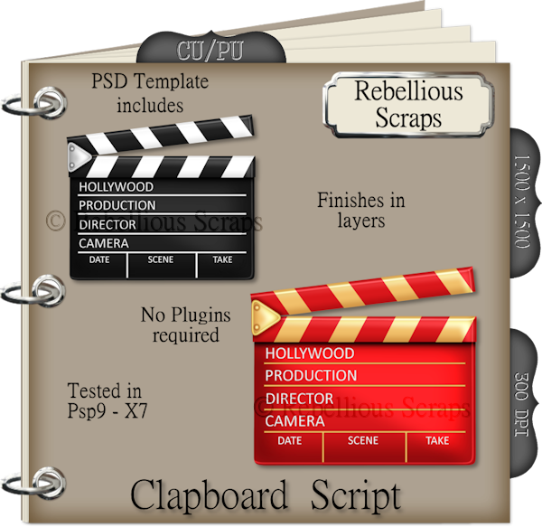 CLAPBOARD (FS/CU/TEMPLATE/SCRIPT) - Click Image to Close