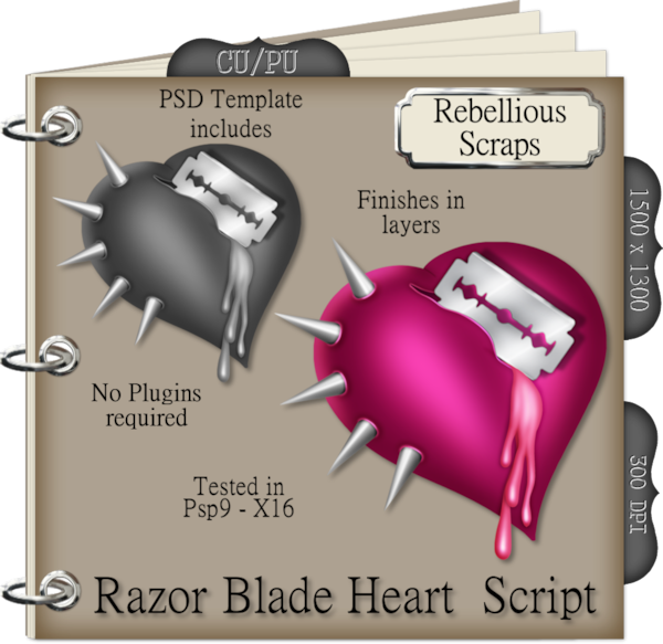 RAZOR BLADE HEART (FS/CU/TEMPLATE/SCRIPT) - Click Image to Close