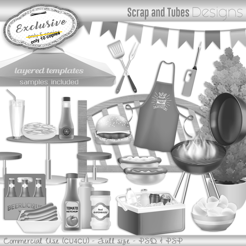 EXCLUSIVE ~ BBQ Party Grayscale Templates - Click Image to Close